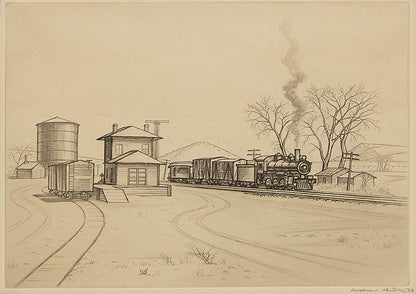 Andrew Butler (1896-1979) artwork for sale. Arizona Junction (Rural Train Depot), Print, 1933, Denver, Colorado, Art Gallery)