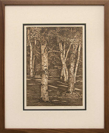 Rhythm in White (Aspen Grove), Print, circa 1950