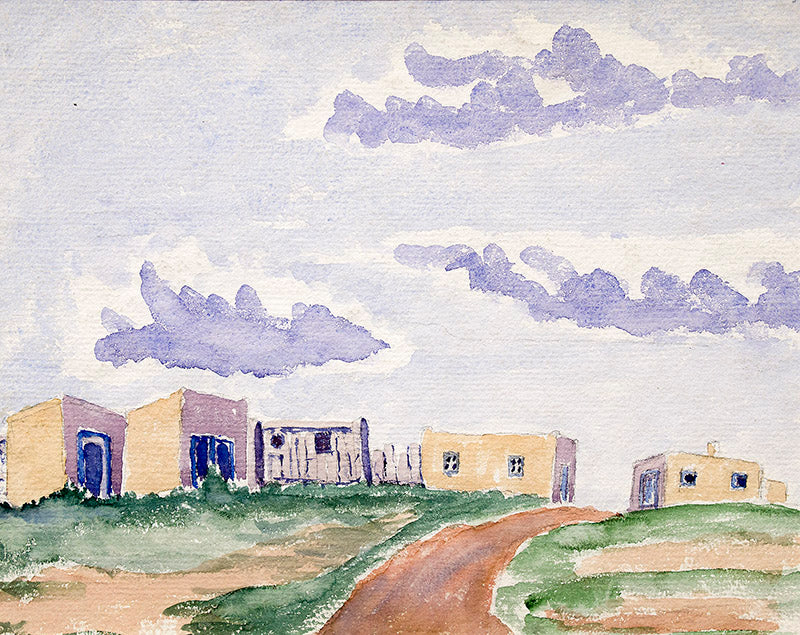 Frank Gates (1904-1998) artwork for sale. Untitled (Adobes and Sky), Painting, Denver, Colorado, Art Gallery)