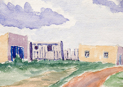 Untitled (Adobes and Sky), Painting