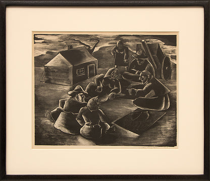 The Story Teller; 5/15 (Figures and Hut), Print, circa 1940