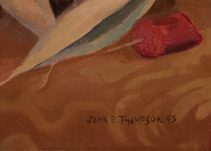 Untitled (Still Life with Flowers, Table and Red Cloth), Painting, 1945