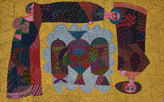 Edward Marecak (1919-1993) artwork for sale. We Know the Secrets of the Upside Down World, Oil Painting, 1990