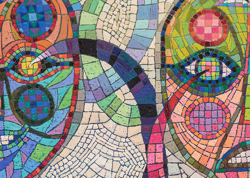 Floating Heads (Abstracted Masks), Painting, 1990
