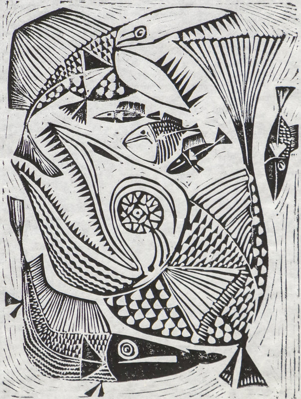 Edward Marecak (1919-1993) artwork for sale. Big Fish Eats The Little Fish, Print, Denver, Colorado, Art Gallery)