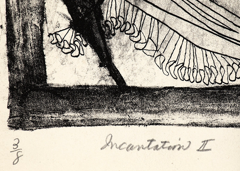 Incantation II (Black and White Figural Abstract), Print, circa 1950