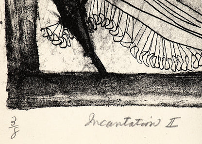 Incantation II (Black and White Figural Abstract), Print, circa 1950