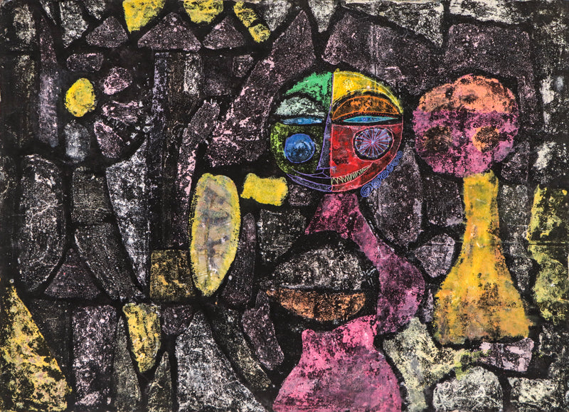 Edward Marecak (1919-1993) artwork for sale. Evil Genius Materializing (Abstract Figure in Green, Yellow, Blue, Red, and Pink), Painting, 1960, Denver, Colorado, Art Gallery)