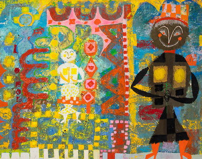 Edward Marecak (1919-1993) artwork for sale. Half Past Twelve (Two Abstract Figures), Painting, 1950, Denver, Colorado, Art Gallery)