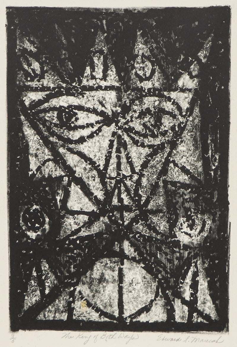 Edward Marecak (1919-1993) artwork for sale. The King of Both Ways (Two Male Profiles), Print, circa 1940-1970, Denver, Colorado, Art Gallery)
