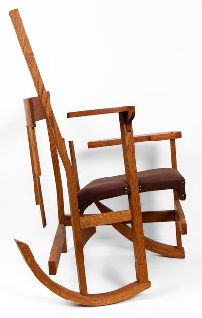 Randomized Mission Oak Rocker, #4, Chair, circa 1990