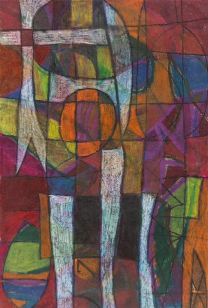 Edward Marecak (1919-1993) artwork for sale. Witches Entrance (Abstract in Red, Violet, Orange, White, and Black), Drawing, 1960, Denver, Colorado, Art Gallery)