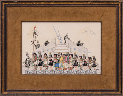 Pueblo Harvest Dance (Tewa Procession), Drawing, 1976