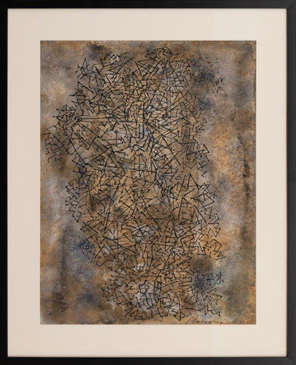 Web (Abstract in Black, Brown, Gray, and Ochre), Painting, circa 1950