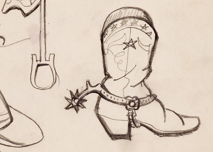 Saddle, Boot and Hat Sketches, Colorado, Painting, circa 1933