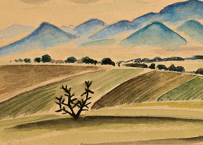 Fields and Mountains, New Mexico, Painting, circa 1927