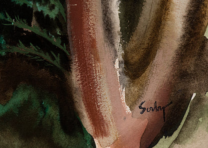 Untitled (Modernist Trees), Painting, circa 1940