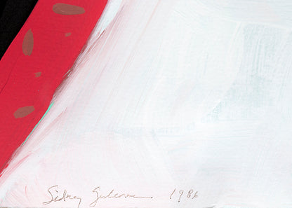 Faulkner in Fresno (Abstract in Teal, Blue, Black, and White), Painting, 1986