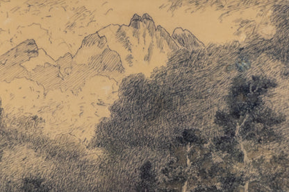Untitled (Storm in the Rockies, Colorado Mountain Landscape), Drawing