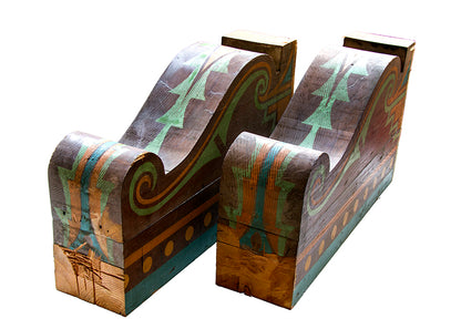 Pair of New Mexican Painted Wooden Corbels, Pair of Corbels, circa 1940