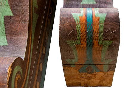 Pair of New Mexican Painted Wooden Corbels, Pair of Corbels, circa 1940