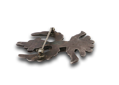 Silver Knifewing Pin with Turquoise Channel Inlay