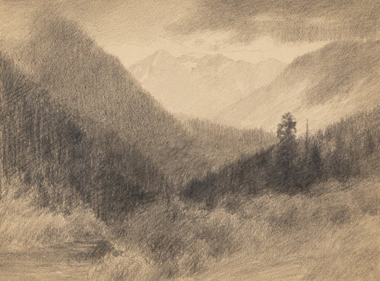 Charles Partridge Adams (1858-1942) artwork for sale. Untitled (Storm Brewing over Mountain Landscape with Creek, Colorado), Drawing, circa 1910, Denver, Colorado, Art Gallery)