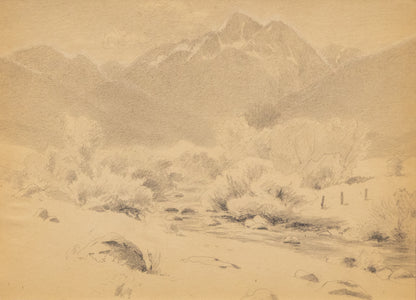 Charles Partridge Adams (1858-1942) artwork for sale. Untitled (Longs Peak area with Creek Bed), Drawing, circa 1910, Denver, Colorado, Art Gallery)