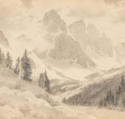 Charles Partridge Adams (1858-1942) artwork for sale. Crestone Peaks, Southern Colorado, Drawing, circa 1910, Denver, Colorado, Art Gallery)