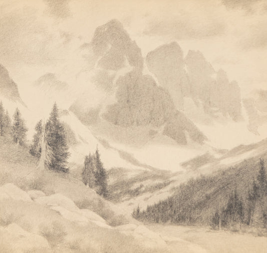 Charles Partridge Adams (1858-1942) artwork for sale. Crestone Peaks, Southern Colorado, Drawing, circa 1910, Denver, Colorado, Art Gallery)