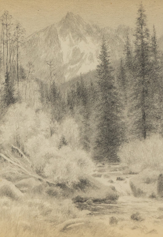 Charles Partridge Adams (1858-1942) artwork for sale. Untitled (Mountain Range with River), Drawing, circa 1910, Denver, Colorado, Art Gallery)