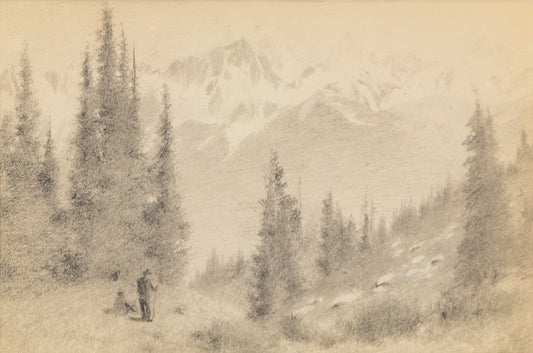 Charles Partridge Adams (1858-1942) artwork for sale. Untitled (Two Men Near Twin Sisters), Drawing, circa 1910, Denver, Colorado, Art Gallery)