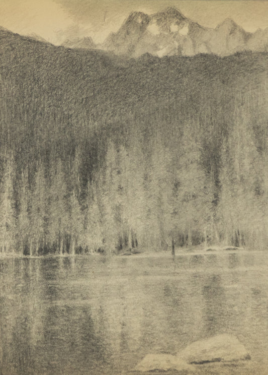 Charles Partridge Adams (1858-1942) artwork for sale. Fern Lake (Rocky Mountain National Park, Colorado), Drawing, circa 1910, Denver, Colorado, Art Gallery)