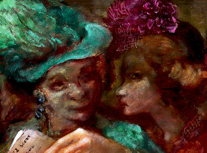 Lewis Tilley (1921-2005) artwork for sale. Opera Matinee (Two Women Whispering), Painting, 1948, Denver, Colorado, Art Gallery)
