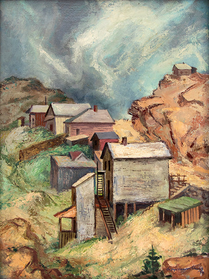 George Vander Sluis (1915-1984) artwork for sale. Storm Over Victor (Colorado Mountain Town), Painting, 1946, Denver, Colorado, Art Gallery)