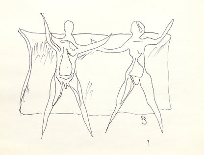 Edgar Britton (1901-1982) artwork for sale. Untitled (Two Figures), Drawing, circa 1970, Denver, Colorado, Art Gallery)