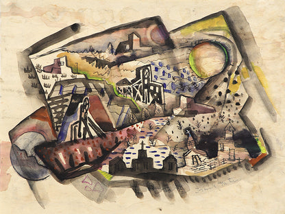 Frank Gates (1904-1998) artwork for sale. Untitled (Abstract Mining Town), Painting, circa 1935, Denver, Colorado, Art Gallery)