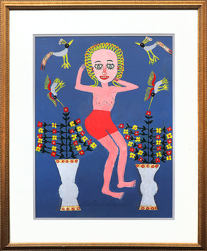 Small Nude (Semi-Nude Woman with Flowers and Birds), Painting, 1953-1965