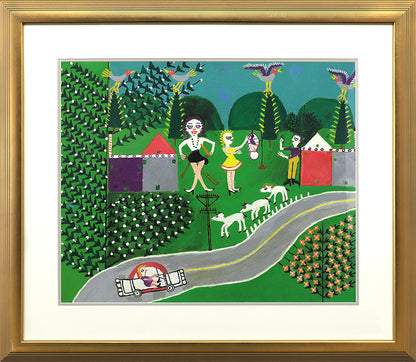 Girl with Sheep and Car (Women with Houses, Sheep, and Car), Painting, 1953-1965