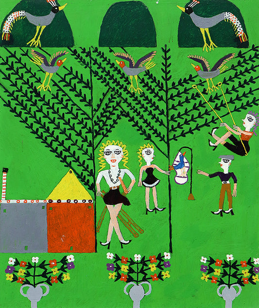 Martin Saldana (1874-1965) artwork for sale. Girl on Swing (San Luis Potosi, Mexico), Painting, 1953-1965, Denver, Colorado, Art Gallery)