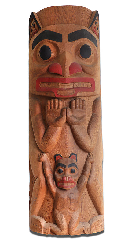 Joe David (1946-), Nootka (Nuu-chah-nulth) artwork for sale. Carved Totem Pole, dated 1974, Denver, Colorado, Art Gallery)