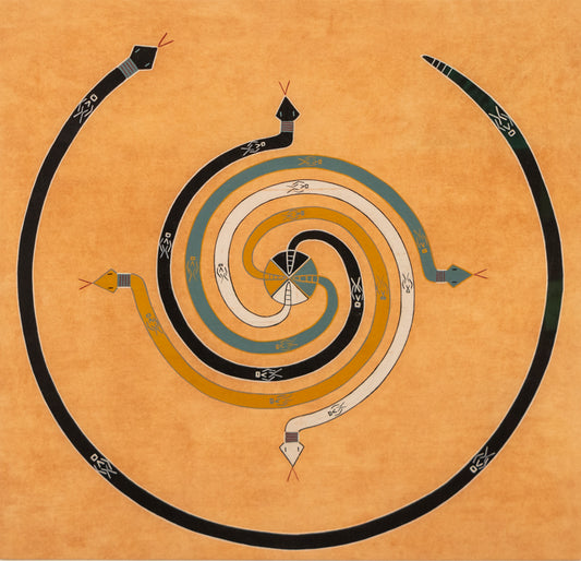 Dennis Hathale (1961-), Diné (Navajo) artwork for sale. Memory Aid, Whirling Snakes or Whirling Mountain, circa 1980, Denver, Colorado, Art Gallery)
