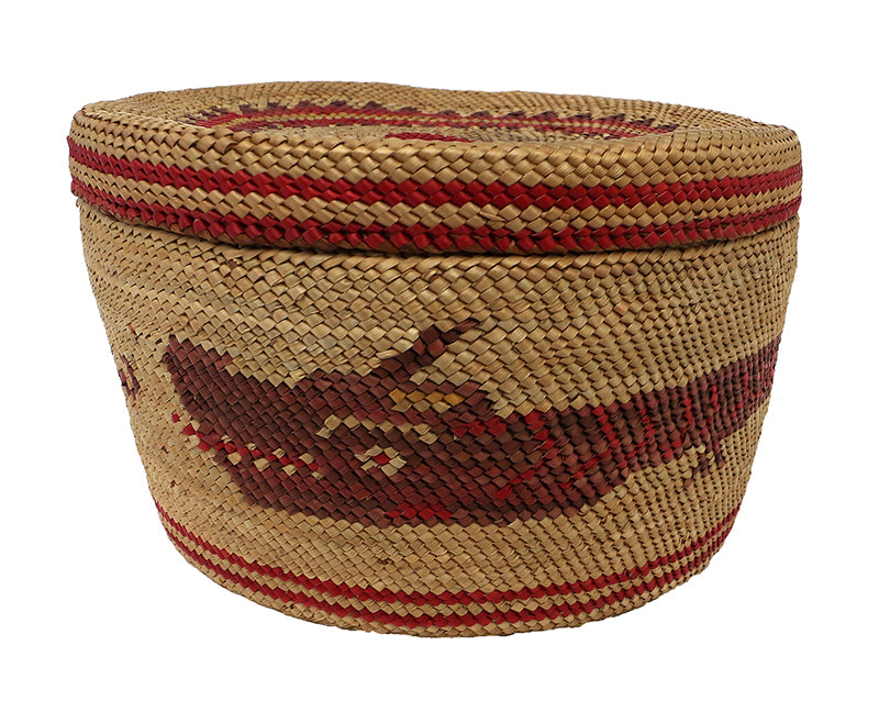 Nootka (Nuu-chah-nulth) artwork for sale. Lidded Basket with Sea Wolf Motif, circa 1900, Denver, Colorado, Art Gallery)