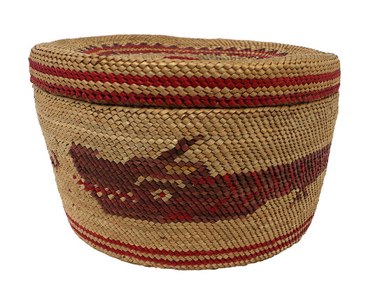 Nootka (Nuu-chah-nulth) artwork for sale. Lidded Basket with Sea Wolf Motif, circa 1900, Denver, Colorado, Art Gallery)