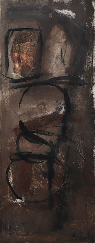 Henriette "Yetti" Stolz artwork for sale. Untitled (Abstract Figurative with Brown, White and Black), , 1956, Denver, Colorado, Art Gallery)