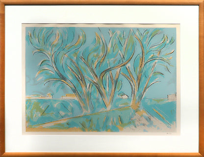 Trees in Ranchitos II (Modernist Landscape with Trees), Print, 1975