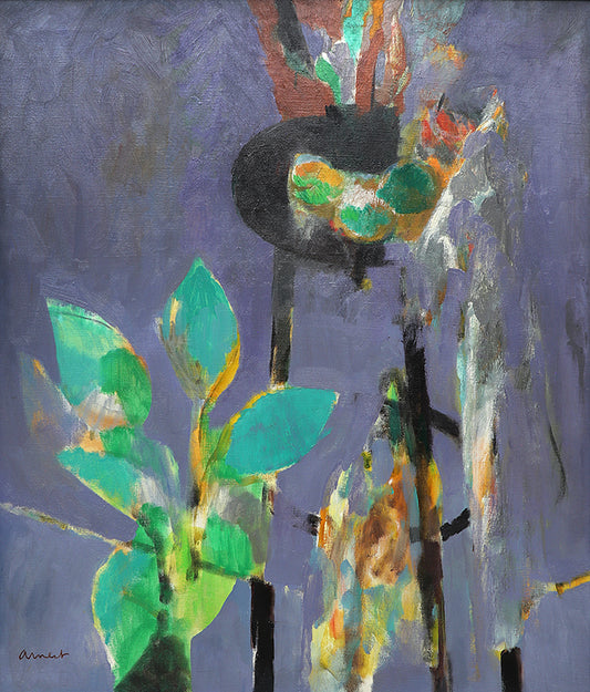 Bernard Arnest (1917-1986) artwork for sale. Untitled (Plant and Stool), Painting, 1959, Denver, Colorado, Art Gallery)