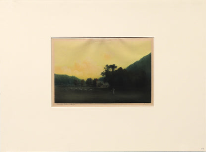 Evening in North Wales (Landscape of Hills and Sheep at Dusk), Print, circa 1905
