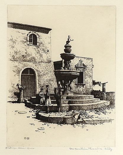 George Elbert Burr (1859-1939) artwork for sale. Old Fountain, Taormina, Sicily (Italy), Print, circa 1905, Denver, Colorado, Art Gallery)
