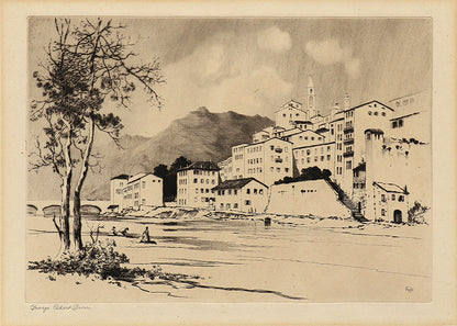 George Elbert Burr (1859-1939) artwork for sale. Ventimiglia, Italy (View of Ventimiglia with River and Buildings), Print, circa 1905, Denver, Colorado, Art Gallery)
